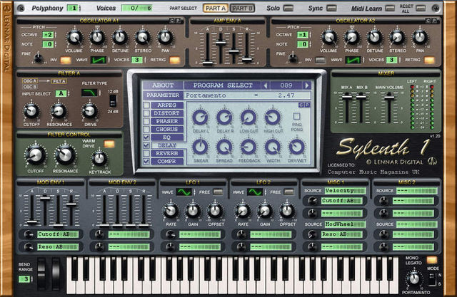 blank The colour of the oscillator sections and other relevant parts change colour when you switch Parts.